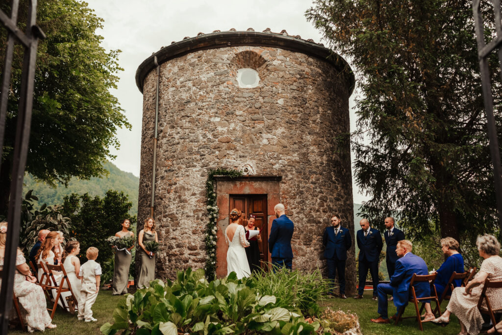 outdoor ceremony at Italian destination wedding